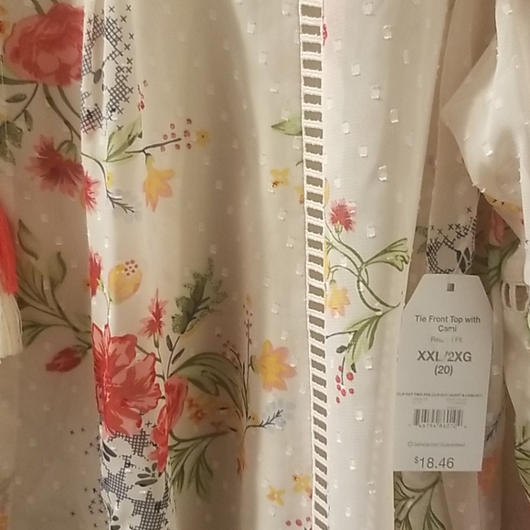 Tie front top with cami - Picture 2 of 3